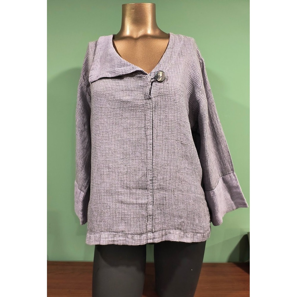 Habitat Clothes to Live In Purple 100% Linen Waffle Knit Top Womens Small